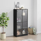 Highboard with Doors Black 68x37x142 cm Engineered Wood - Side View