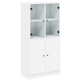 Highboard with Doors White 68x37x142 cm Engineered Wood - Front View