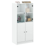 Highboard with Doors White 68x37x142 cm Engineered Wood - 45-Degree Angle