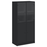 Highboard with Doors Black 68x37x142 cm Engineered Wood - Front View