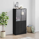 Highboard with Doors Black 68x37x142 cm Engineered Wood - Side View