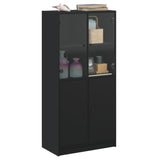 Highboard with Doors Black 68x37x142 cm Engineered Wood - 45-Degree Angle