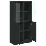Highboard with Doors Black 68x37x142 cm Engineered Wood - Rear View