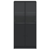 Highboard with Doors Black 68x37x142 cm Engineered Wood - Close-Up Angle