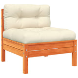 3 Piece Garden Sofa Set with Cushions Wax Brown Solid Wood Pine - 45-Degree Angle