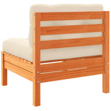 3 Piece Garden Sofa Set with Cushions Wax Brown Solid Wood Pine - Close-Up Angle