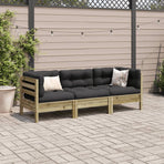 3 Piece Garden Sofa Set with Cushions Impregnated Wood Pine