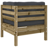 3 Piece Garden Sofa Set with Cushions Impregnated Wood Pine - Rear View