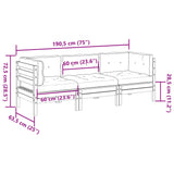 3 Piece Garden Sofa Set with Cushions Impregnated Wood Pine - Extra Image