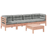5 Piece Garden Sofa Set with Cushions Solid Wood Douglas Fir