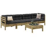 5 Piece Garden Sofa Set with Cushions Impregnated Wood Pine