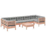 8 Piece Garden Sofa Set with Cushions Solid Wood Douglas Fir - Front View