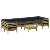 8 Piece Garden Sofa Set with Cushions Impregnated Wood Pine - Front View