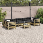 8 Piece Garden Sofa Set with Cushions Impregnated Wood Pine