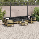 8 Piece Garden Sofa Set with Cushions Impregnated Wood Pine - Side View