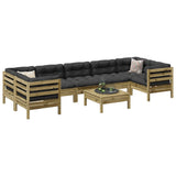 8 Piece Garden Sofa Set with Cushions Impregnated Wood Pine
