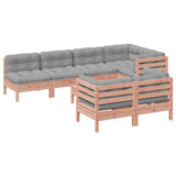 8 Piece Garden Sofa Set with Cushions Solid Wood Douglas Fir - Front View