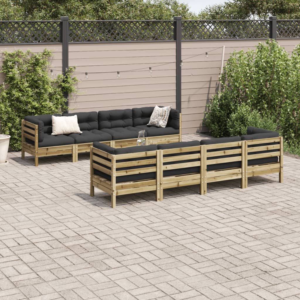 9 Piece Garden Sofa Set with Cushions Impregnated Wood Pine