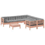 9 Piece Garden Sofa Set with Cushions Solid Wood Douglas Fir - Front View