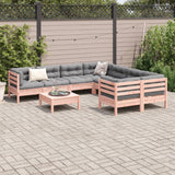 9 Piece Garden Sofa Set with Cushions Solid Wood Douglas Fir