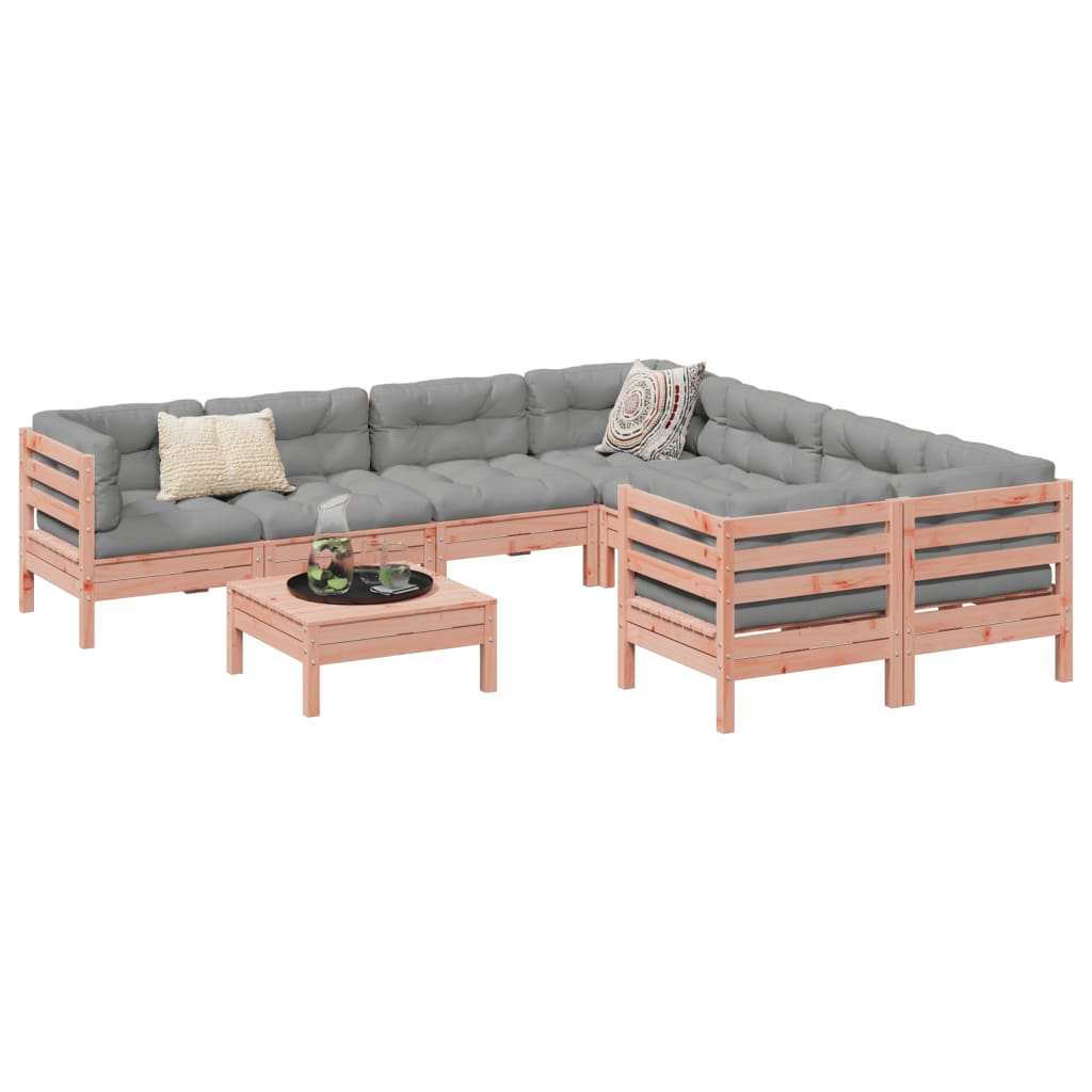 9 Piece Garden Sofa Set with Cushions Solid Wood Douglas Fir