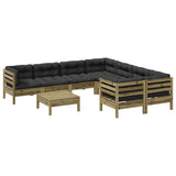 9 Piece Garden Sofa Set with Cushions Impregnated Wood Pine