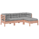 4 Piece Garden Sofa Set with Cushions Solid Wood Douglas Fir - Front View