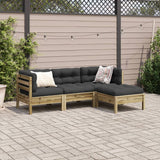 4 Piece Garden Sofa Set with Cushions Impregnated Wood Pine