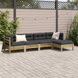 5 Piece Garden Sofa Set with Cushions Impregnated Wood Pine - Side View