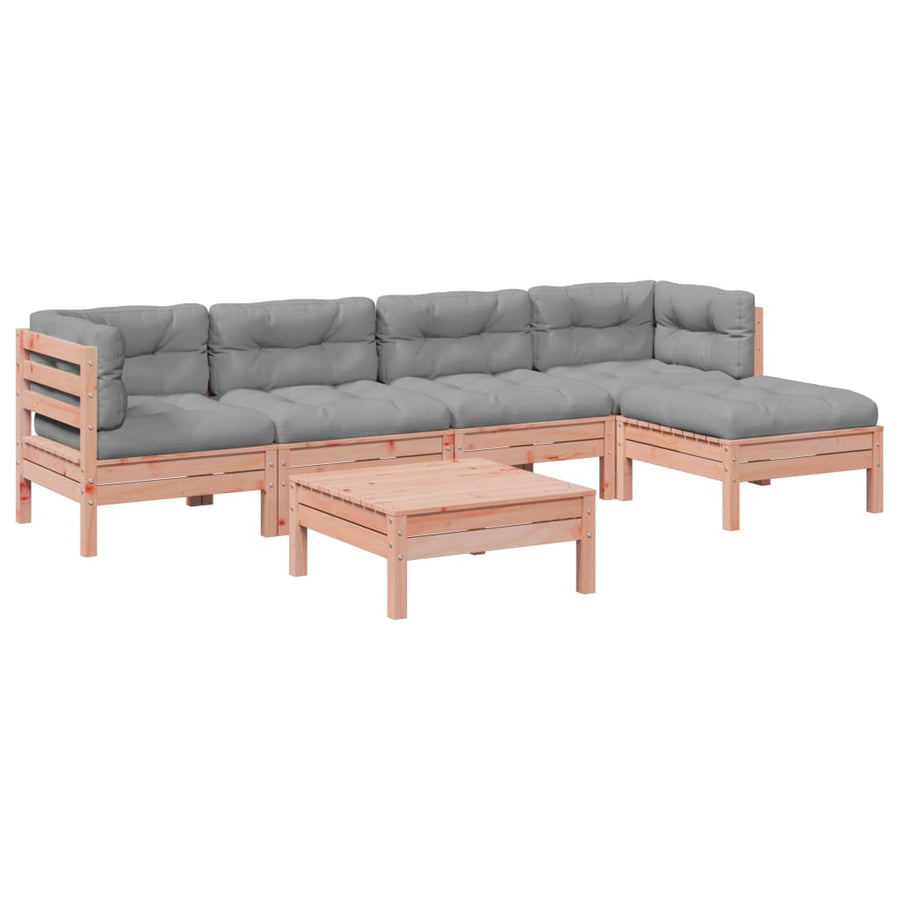 6 Piece Garden Sofa Set with Cushions Solid Wood Douglas Fir