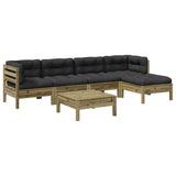 6 Piece Garden Sofa Set with Cushions Impregnated Wood Pine - Front View