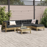6 Piece Garden Sofa Set with Cushions Impregnated Wood Pine - Side View