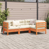 4 Piece Garden Sofa Set with Cushions Wax Brown Solid Wood Pine - Side View