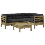 5 Piece Garden Sofa Set with Cushions Impregnated Wood Pine