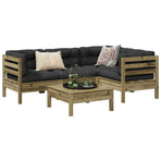 5 Piece Garden Sofa Set with Cushions Impregnated Wood Pine