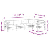 5 Piece Garden Sofa Set with Cushions Wax Brown Solid Wood Pine