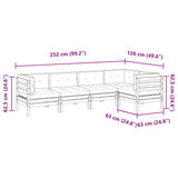 5 Piece Garden Sofa Set with Cushions Solid Wood Douglas Fir
