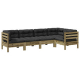 5 Piece Garden Sofa Set with Cushions Impregnated Wood Pine - Front View