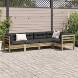 5 Piece Garden Sofa Set with Cushions Impregnated Wood Pine - Side View