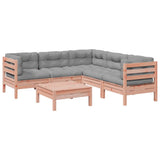 6 Piece Garden Sofa Set with Cushions Solid Wood Douglas Fir - Front View