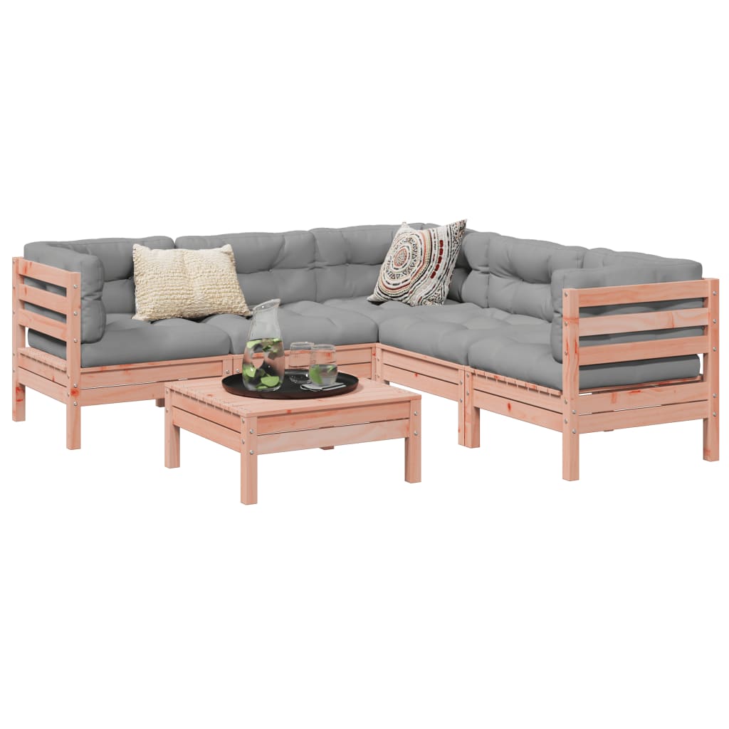 6 Piece Garden Sofa Set with Cushions Solid Wood Douglas Fir