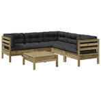 6 Piece Garden Sofa Set with Cushions Impregnated Wood Pine