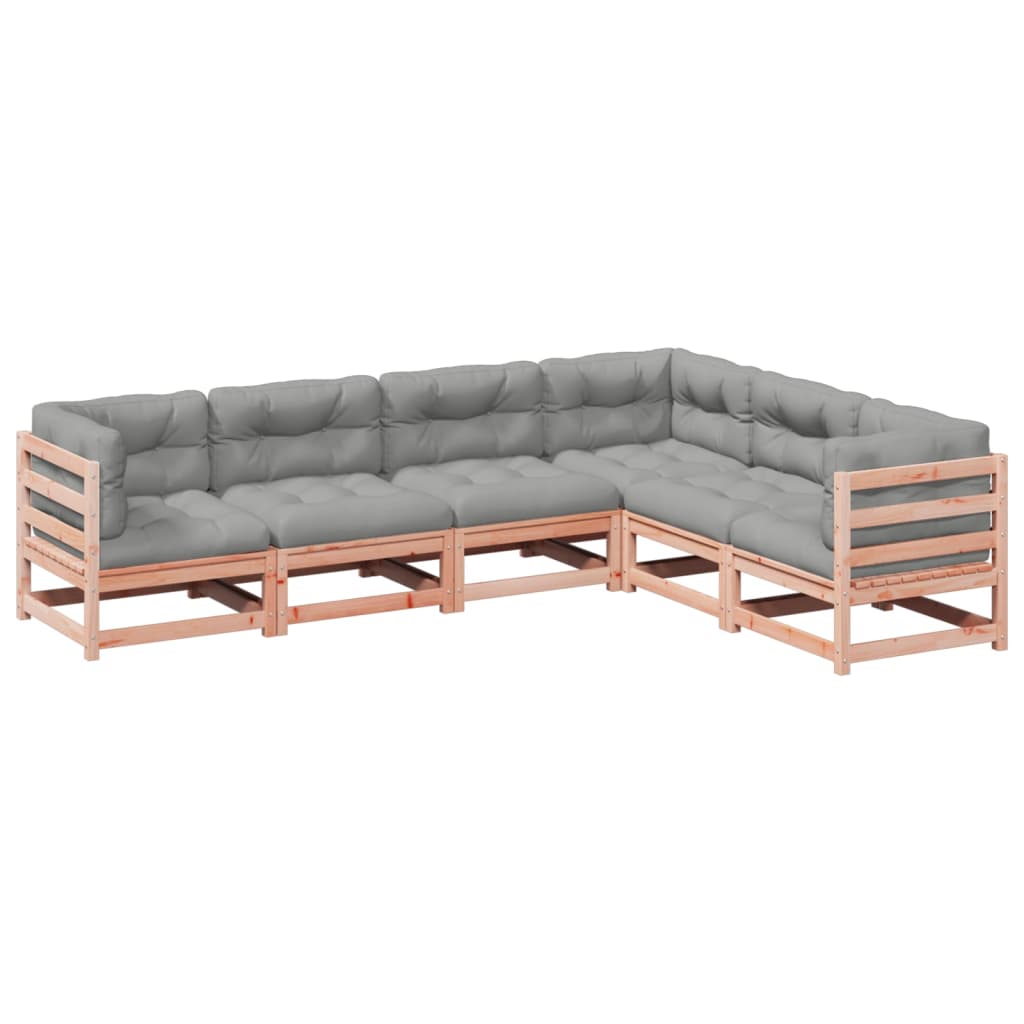 6 Piece Garden Sofa Set with Cushions Solid Wood Douglas Fir
