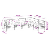 6 Piece Garden Sofa Set with Cushions Wax Brown Solid Wood Pine - Extra Image