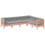 6 Piece Garden Sofa Set with Cushions Solid Wood Douglas Fir - Front View