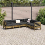 6 Piece Garden Sofa Set with Cushions Impregnated Wood Pine