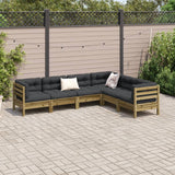 6 Piece Garden Sofa Set with Cushions Impregnated Wood Pine - Side View