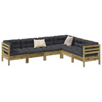 6 Piece Garden Sofa Set with Cushions Impregnated Wood Pine