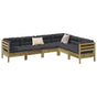 6 Piece Garden Sofa Set with Cushions Impregnated Wood Pine