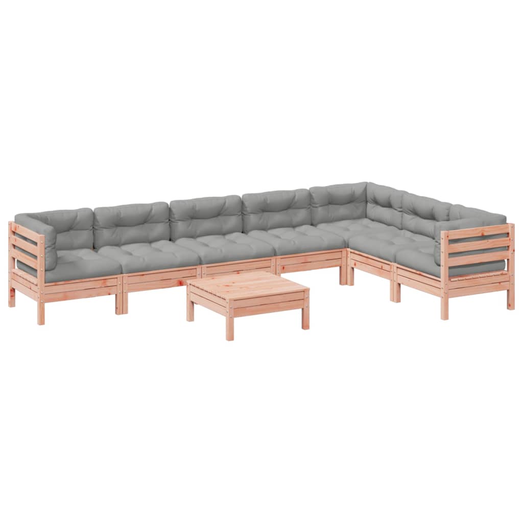 8 Piece Garden Sofa Set with Cushions Solid Wood Douglas Fir